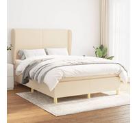 Vidaxl Lit à Sommier Tapissier Avec Matelas Crème 140x200 Cm Tissu