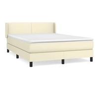 vidaXL Lit à sommier tapissier avec matelas Crème 140x200cm Similicuir Autre G