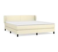 vidaXL Sommier à Lattes de Lit avec Matelas, Lit Rembourré, Lit Double, Lit Adulte de Chambre à Coucher Intérieur, Moderne, Crème 160x200cm Similicuir