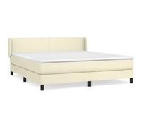 vidaXL Sommier à Lattes de Lit avec Matelas, Lit Rembourré, Lit Double, Lit Adulte de Chambre à Coucher Intérieur, Moderne, Crème 160x200cm Similicuir