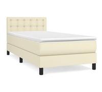 vidaXL Lit à sommier tapissier avec matelas Crème 90x190 cm Similicuir Autre