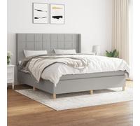 vidaXL Lit à sommier tapissier avec matelas Gris clair 160x200cm Tissu