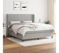 vidaXL Lit à sommier tapissier avec matelas Gris clair 160x200cm Tissu