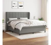 vidaXL Lit à sommier tapissier avec matelas Gris foncé 160x200cm Tissu