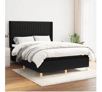 VidaXL Lit à sommier tapissier avec matelas Noir 140x190 cm Tissu - Modèle 3132147