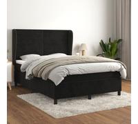 Vidaxl Lit à Sommier Tapissier Avec Matelas Noir 140x190 Cm Velours