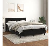 Vidaxl Lit à Sommier Tapissier Avec Matelas Noir 140x200 Cm Velours