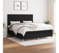 vidaXL Lit à sommier tapissier avec matelas Noir 160x200 cm Tissu
