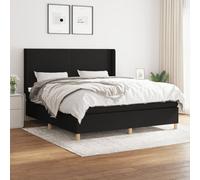vidaXL Lit à sommier tapissier avec matelas Noir 160x200 cm Tissu Noir