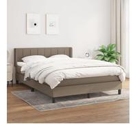 vidaXL Lit à sommier tapissier avec matelas Tissu taupe 140x190 cm