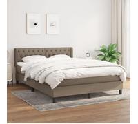 vidaXL Lit à sommier tapissier avec matelas Taupe 140x190 cm Tissu