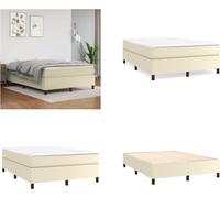 vidaXL Lit à sommier tapissier crème 140x200 cm imitation cuir - Lit à sommier tapissier - Lits à sommier tapissier - Lit - Meubles de chambre à coucher