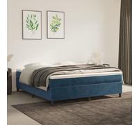 vidaXL Lit à sommier tapissier et matelas Bleu foncé 160x200cm Velours