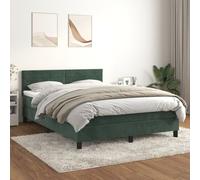 vidaXL Lit à sommier tapissier et matelas Vert foncé 140x190cm Velours
