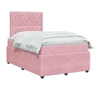 vidaXL Lit à sommier tapissier LED avec matelas Rose 120 x 200 cm Velours | La bande LED intégrée crée une atmosphère cool dans la chambre à coucher, accès facile au rangement sous le lit,