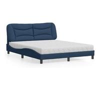 vidaXL Lit avec matelas bleu 160x200 cm tissu, meuble de chambre à coucher, lit double, cadre de lit incurvé, sommier, lit 3208547 Bleu