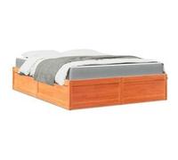 vidaXL Lit avec matelas cire marron 140x200 cm bois massif de pin, meuble de chambre à coucher, lit en bois, lit en palette, 3281936 Marron G