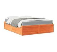 vidaXL Lit avec matelas cire marron 160x200 cm bois de pin massif, meuble de chambre à coucher, lit en bois, lit en palette, 3281930 Marron G