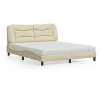 vidaXL Lit avec matelas crème 160x200 cm tissu, meuble de chambre à coucher, lit double, cadre de lit incurvé, sommier, lit 3208546 Beige G