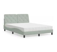 vidaXL Lit avec matelas gris clair 140x190 cm velours 3208652