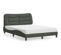 vidaXL Lit avec matelas gris foncé 140x200 cm tissu, meuble de chambre à coucher, lit double, cadre de lit incurvé, sommier, 3208535 Gris G