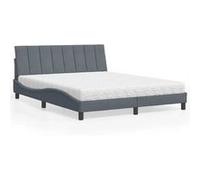 vidaXL Lit avec matelas gris foncé 160x200 cm velours