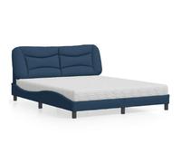 vidaXL Lit avec matelas Hvar bleu 160x200 cm tissu