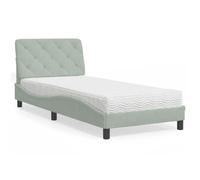 vidaXL Bed met matras fluweel lichtgrijs 90x190 cm3208628 Gris G
