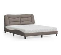 vidaXL Lit avec matelas taupe 160x200 cm tissu, meuble de chambre à coucher, lit double, cadre de lit incurvé, sommier, lit 3208545 Gris G