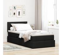 vidaXL Lit avec rangement et matelas avec matelas Noir 90 x 190 cm