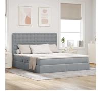 vidaXL Lit avec rangement et matelas Gris clair 180 x 200 cm Polyester 3371922