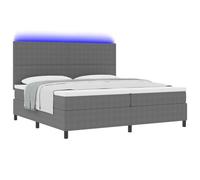 vidaXL Lit avec sommier à ressorts et lumière LED gris 200x200 cm tissu velours côtelé