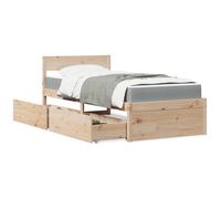 vidaXL Lit avec tiroirs et matelas 90x190 cm bois massif de pin 3281919