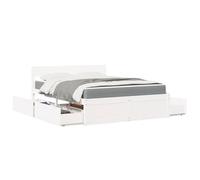 vidaXL Lit avec tiroirs et matelas blanc 160x200 cm bois massif de pin