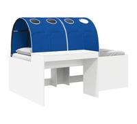 vidaXL Lit avec Tunnel 3 pc Blanc et Bleu Bois d'ingénierie