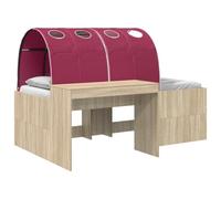 vidaXL Lit avec Tunnel 3 pc Chêne Artisanal et Rouge Bois d'ingénierie, Aménagement Moderne de Chambre, Cadre rectangulaire, Solutions de Rangement sous Le lit, mobilier en Bois, Look Contemporain