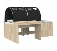 vidaXL Lit avec Tunnel 3 pc Chêne Sonoma et Noir Bois d'ingénierie, Cadre de lit rectangulaire Moderne, Rangement sous Le lit, Design en Bois élégant, Gain de Place assuré