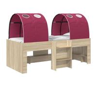 vidaXL Lit avec Tunnel 3 pc Chêne Sonoma et Rouge Bois d'ingénierie