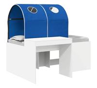 vidaXL Lit avec Tunnel 3 pièces Blanc et Bleu Bois d'ingénierie
