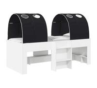 vidaXL Lit avec Tunnel 4 pcs Blanc et Noir Bois d'ingénierie, Chambre Moderne, astucieux, Cadre rectangulaire, Rangement sous Le lit, Ensemble Tendance, Style épuré