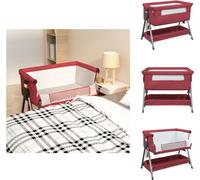 vidaXL Lit Bébé avec Matelas Rouge Tissu de Lin - Lits Bébé & Petit Enfant