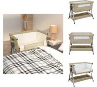 vidaXL Lit bébé avec matelas Taupe Tissu lin - Lits Bébé & Bébé