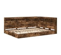 vidaXL Lit bibliothèque avec étagère avec tête de lit avec stockage 2 pcs Chêne fumé 160 x 200 cm