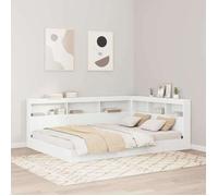 vidaXL Lit bibliothèque 160 x 200 cm Bois d'ingénierie Blanc – Lit moderne avec rangement