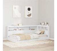 vidaXL Lit bibliothèque blanc 90x190 cm en bois aggloméré 3335749 Blanc