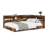 vidaXL Lit bibliothèque avec étagère avec tête de lit avec stockage 2 pcs Chêne fumé 140 x 200 cm