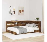vidaXL Lit Bibliothèque Chêne fumé 160 x 200 cm Bois d'ingénierie 3335742