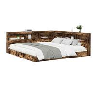 vidaXL Lit Bibliothèque Chêne fumé 180 x 200 cm Bois d'ingénierie, Lit Moderne, résistant, Solutions de Rangement rectangulaires, Meubles en Bois, bibliothèque Pratique