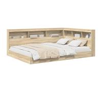 vidaXL Lit Bibliothèque Chêne Sonoma 160 x 200 cm Bois d'ingénierie, Solutions de Rangement, lit rectangulaire Moderne avec bibliothèque, Bois d'ingénierie, Gain de Place, Design Fonctionnel