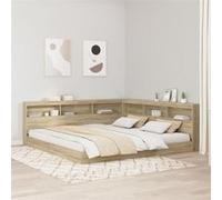 vidaXL Lit bibliothèque chêne Sonoma 180x200 cm en bois aggloméré 3335745 Marron G